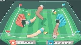 Fingers playing soccer in a video game